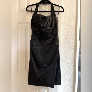 White House Black Market Black Satin Halter Dress | Women’s Size 2